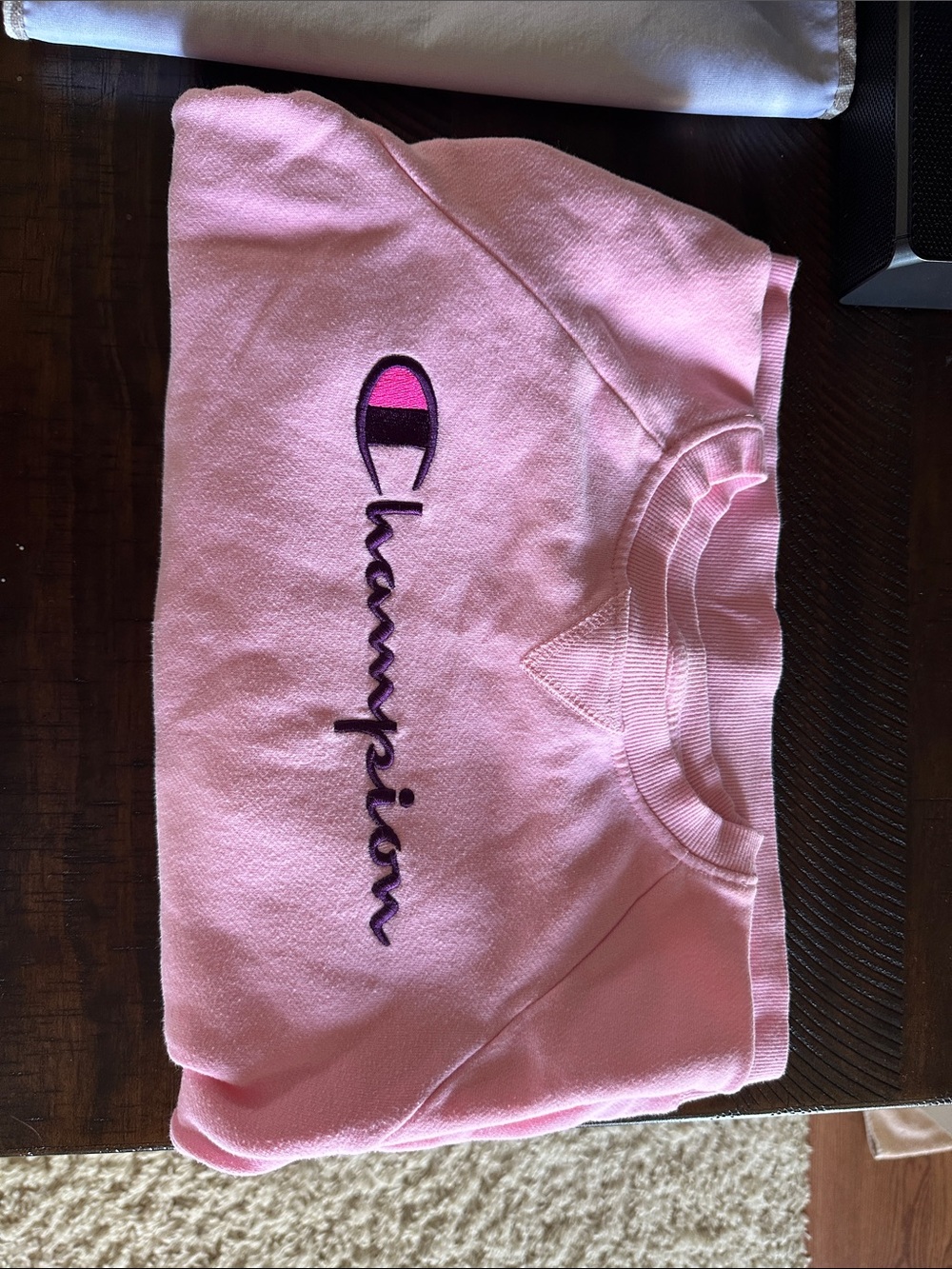 Champion Pink Crewneck Sweatshirt with Embroidered Logo